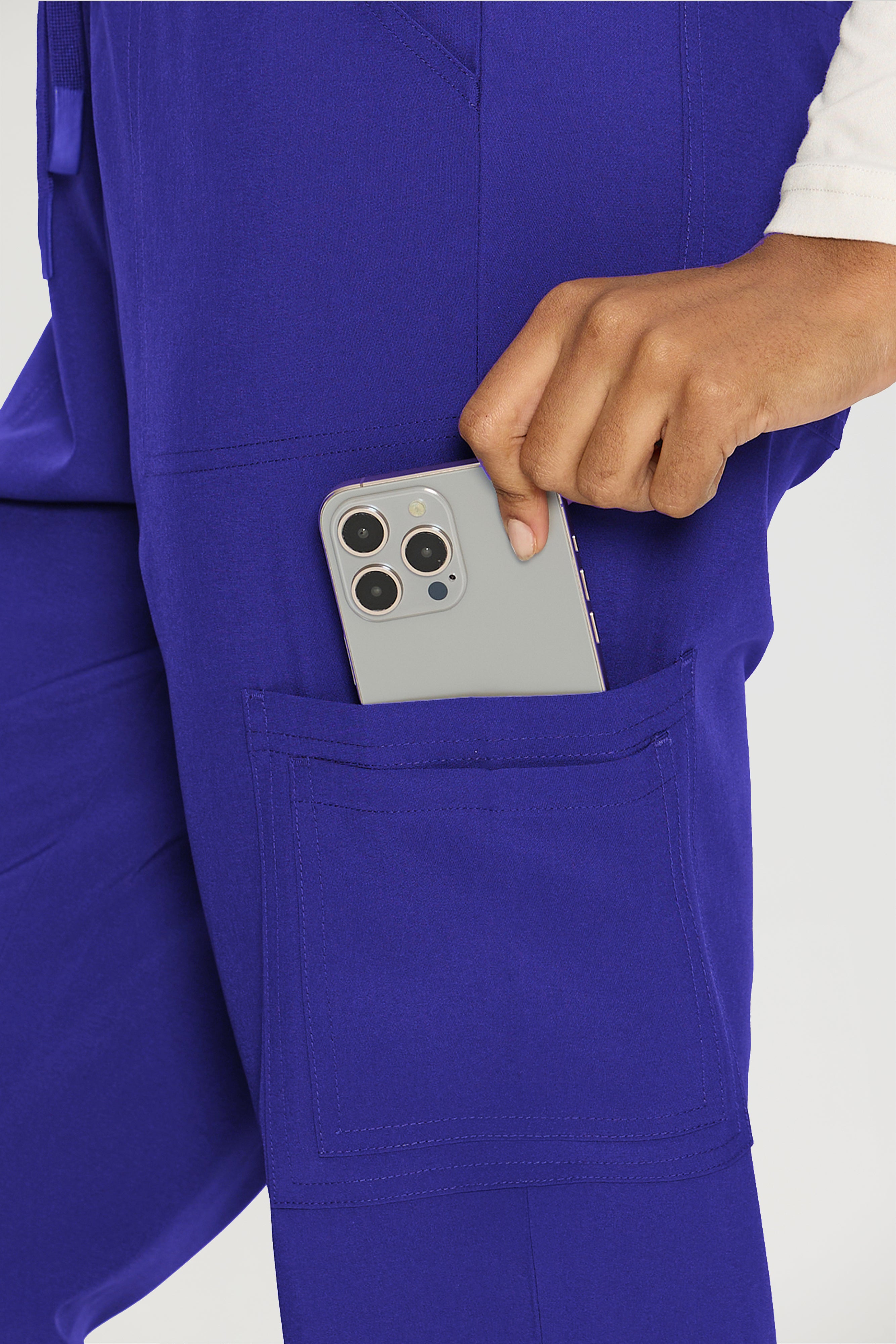 Scrubs for Women, V-Neck Scrubs Top & Cargo Pants with 12 Pockets, Yoga Waistband, 4 Way Stretch