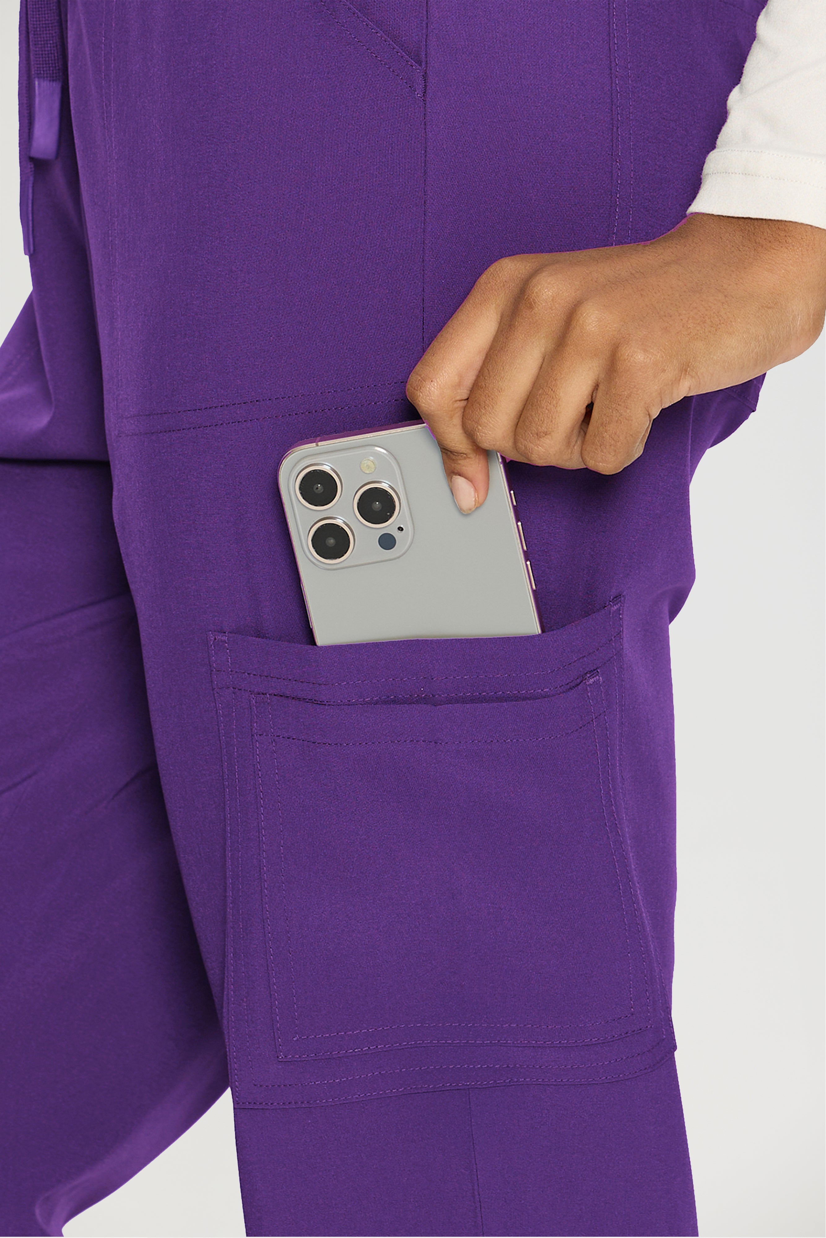 Scrubs for Women, V-Neck Scrubs Top & Cargo Pants with 12 Pockets, Yoga Waistband, 4 Way Stretch