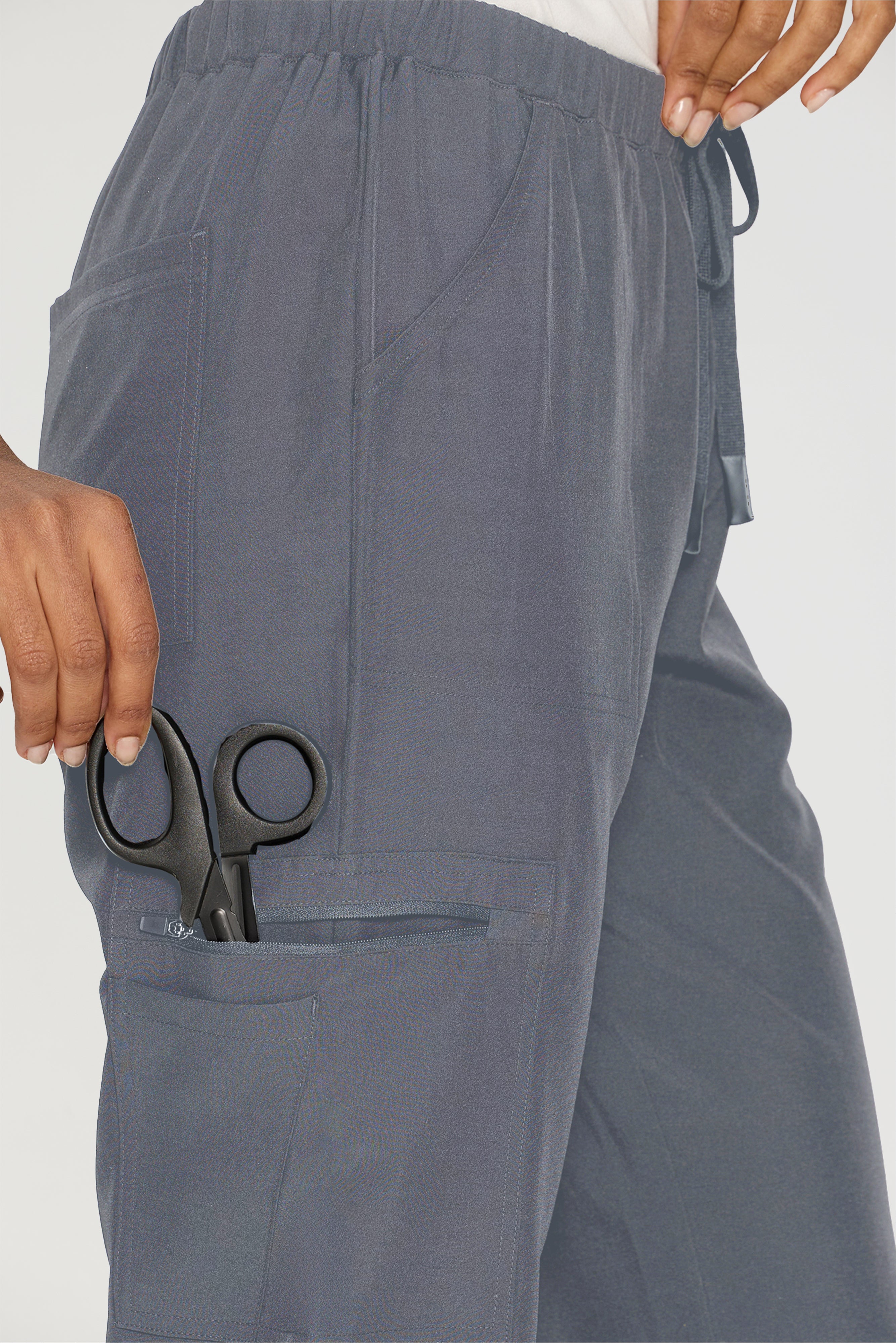 Scrubs for Women, V-Neck Scrubs Top & Cargo Pants with 12 Pockets, Yoga Waistband, 4 Way Stretch